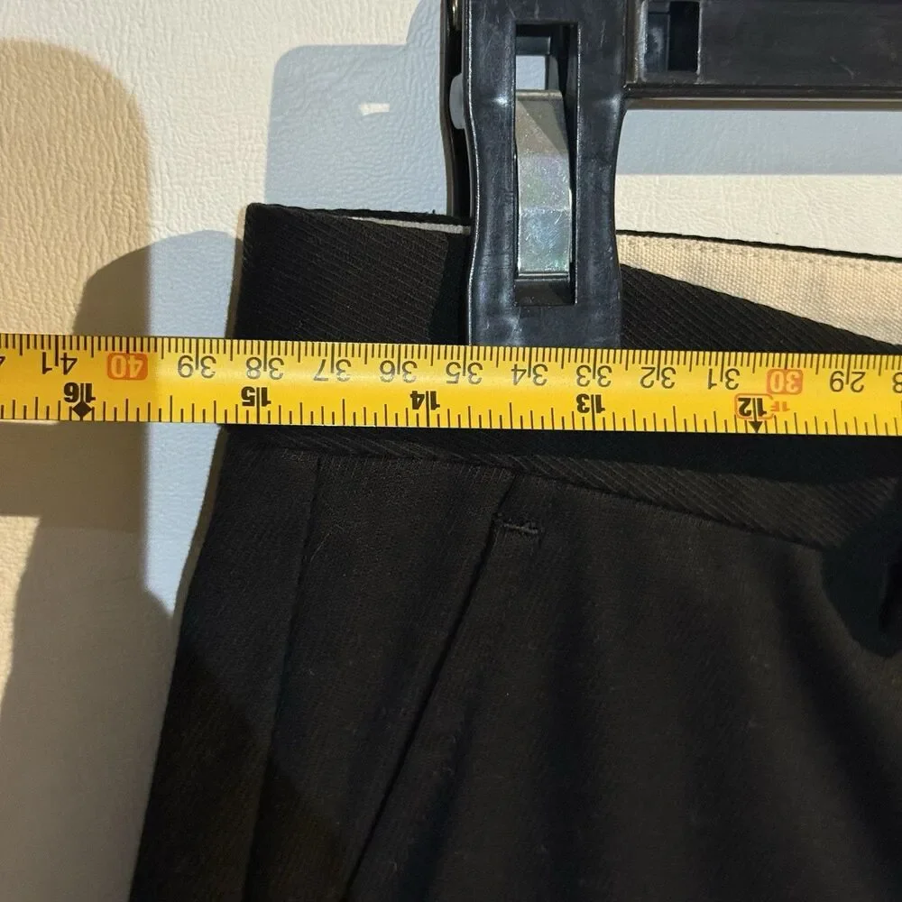 Kulson Italy Black Dress Pants Size 10 Stretch Cotton Cupro Made Italy Split Hem - Picture 13 of 16
